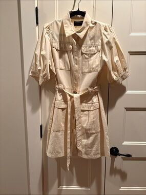MINKPINK Cream Utility Shirt Dress
